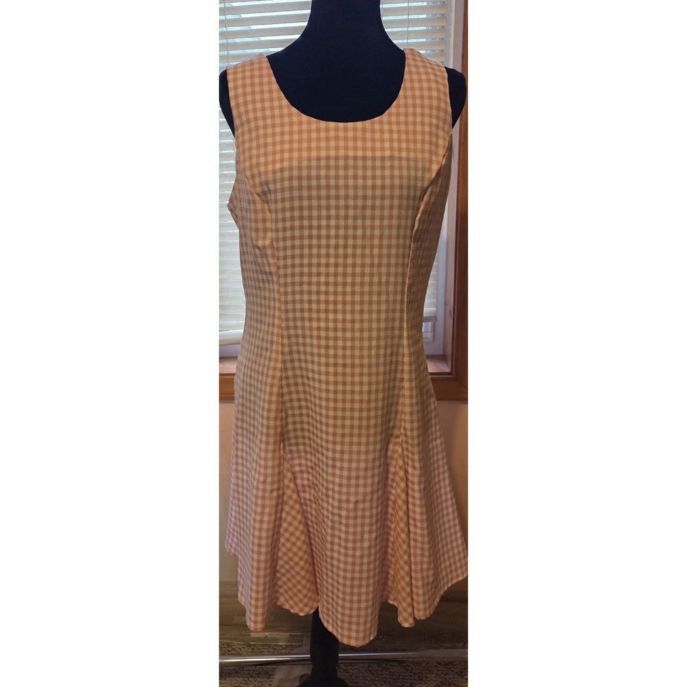 D.B.Y. Ltd. Pink Gingham Polyester Rayon A-Line Dress 13